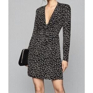 Reiss Julie Zigzag Print Plunge Mini Dress Size 2